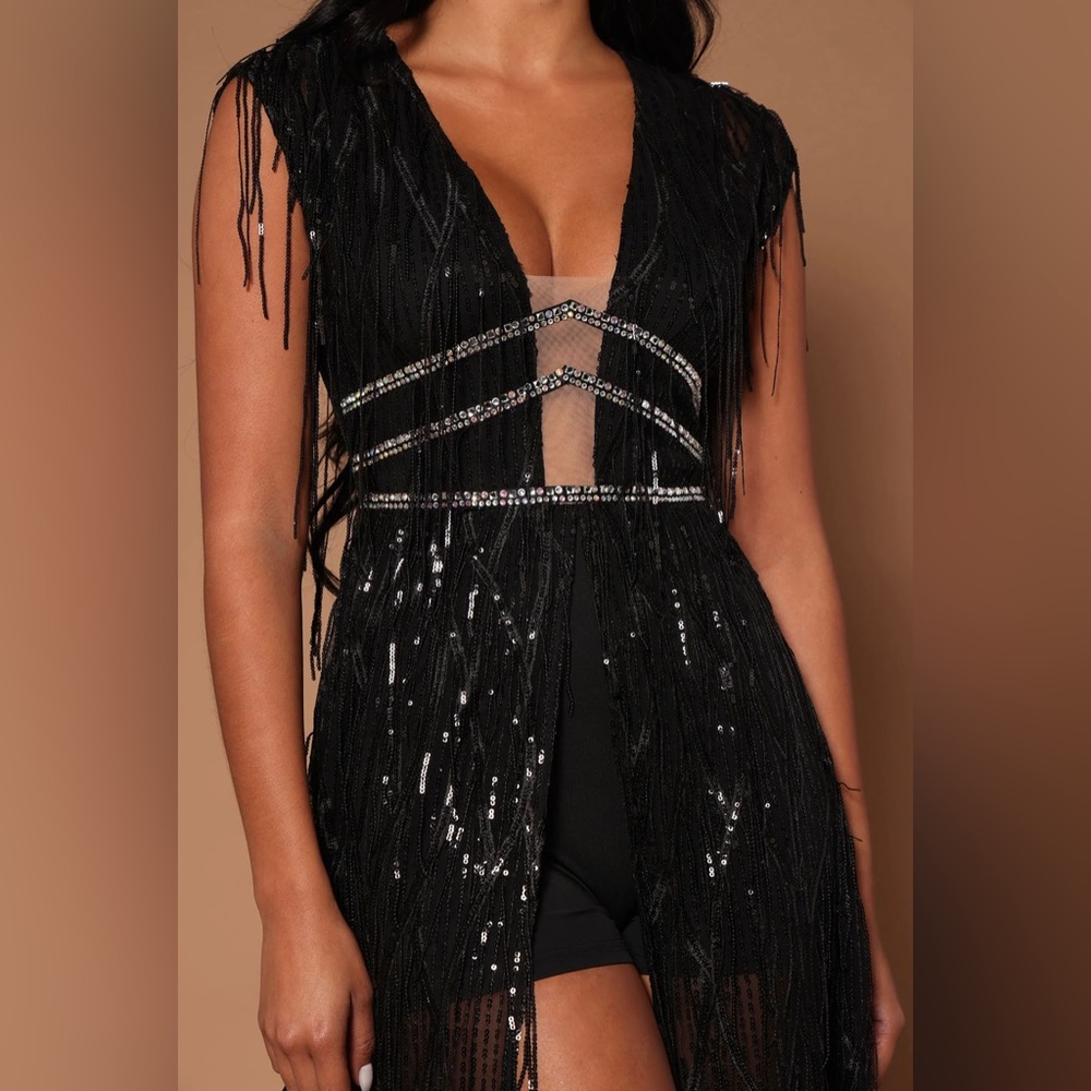 Fashion Nova Dionne Sequin Maxi Dress - Black XL